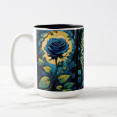 青いバラつる植物 ツートーンマグカップ (左)