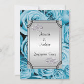 青いバラとダイヤモンドの結婚指輪　婚約 招待状 (正面)