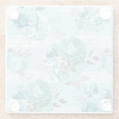 青いバラとレース ガラスコースター (裏面)