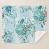 青いバラとレース シェルパブランケット (正面(横))