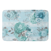 青いバラとレース バスマット (正面)