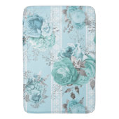 青いバラとレース バスマット (正面縦)