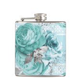 青いバラとレース フラスク (正面)