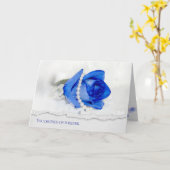 青いバラと白の真珠 カード (黄色い花)