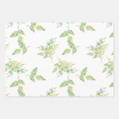 青いバラと葉の組み合わせ ラッピングペーパーシート (正面3)