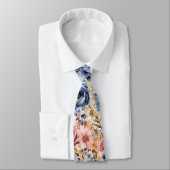 青いバラと赤面ピンクの花フローラネックタイ ネクタイ (タイ)