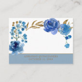 青いバラと金ゴールドリーフ披露宴エンクロージャカード エンクロージャーカード (裏面)