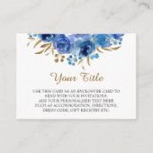 青いバラと金ゴールドリーフ披露宴エンクロージャカード エンクロージャーカード (正面)