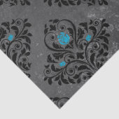 青いバラと黒のダマスクのデコページ 薄葉紙 (詳細)