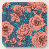青いバラに青葉いバラ コースター (正面)