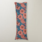 青いバラに青葉いバラ ボディピロー (正面縦)