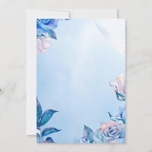 青いバラのウェディングカードを描く 招待状 (裏面)