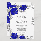 青いバラのウェディングポージー 招待状 (正面/裏面)