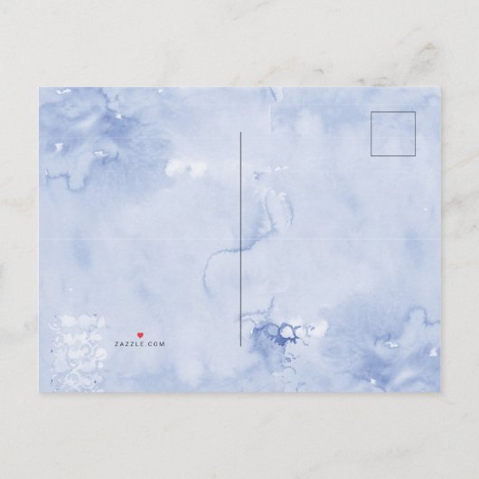 青いバラのウェディング延期のお知らせ 案内ポストカード (裏面)