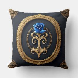 青いバラのゴールデンフレームと華美詳細 クッション