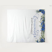 青いバラのユーカリ エレガントなキンセアニエラの背景 タペストリー (正面(横))