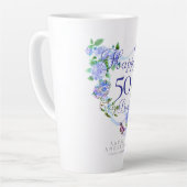 青いバラのリボン 50歳の誕生日 カフェラテマグ (左アングル)