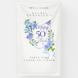 青いバラのリボン 50歳の誕生日 横断幕