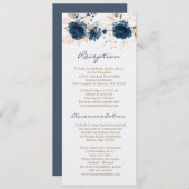 青いバラのレセプション 結婚式のホテル宿泊 招待状 (正面/裏面)