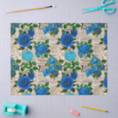 青いバラのヴィンテージの切り離し 薄葉紙 (クラフト)