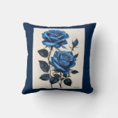 青いバラの水彩画 クッション (裏面)