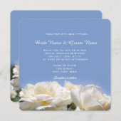 青いバラの白い花結婚式招待状 招待状 (正面/裏面)