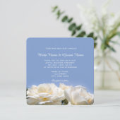 青いバラの白い花結婚式招待状 招待状 (スタンド正面)