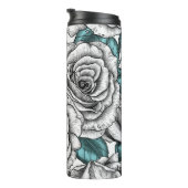 青いバラの白い葉バラ タンブラー (回転右)
