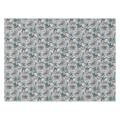 青いバラの白い葉バラ テーブルクロス (正面(横))