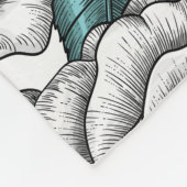 青いバラの白い葉バラ フリースブランケット (角)