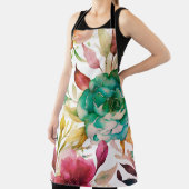 青いバラの紫の水彩画の花 エプロン (インサイチュ)