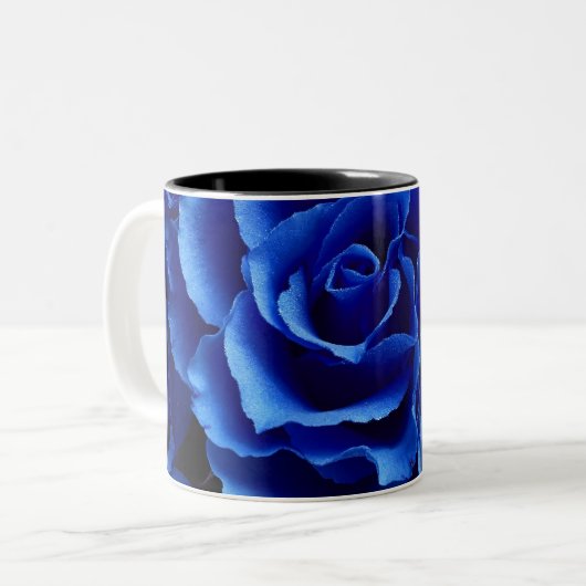 青いバラの花の植物ロマンスTwo-Toneコーヒーm ツートーンマグカップ (正面左)