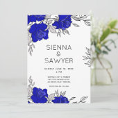 青いバラの花束 ウェディング 招待状 (スタンド正面)