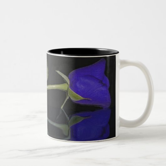 青いバラの花柄マグカップ ツートーンマグカップ (右)