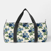 青いバラの花柄 ダッフルバッグ (裏面)