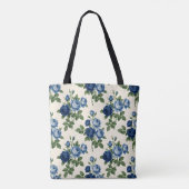 青いバラの花柄 トートバッグ (裏面)