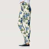 青いバラの花柄 レギンス (左)