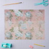 青いバラの赤面ピンクのデコページ 薄葉紙 (クラフト)