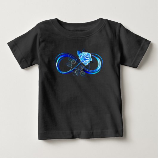 青いバラの輝くインフィニティ ベビーTシャツ (正面)