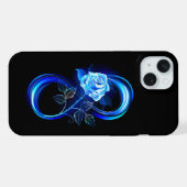 青いバラの輝くインフィニティ iPhoneケース (裏面横)