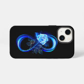 青いバラの輝くインフィニティ iPhoneケース (裏面横)