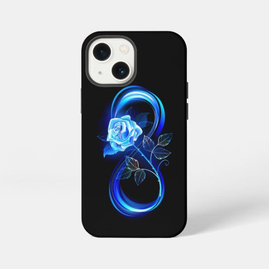 青いバラの輝くインフィニティ iPhoneケース (裏面)