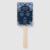 青いバラの雪の結晶クリスマスウェディング ハンドファン (裏面)