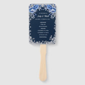 青いバラの雪の結晶クリスマスウェディング ハンドファン (正面)