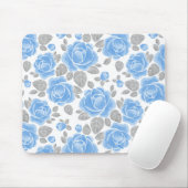 青いバラパターン マウスパッド (マウス)
