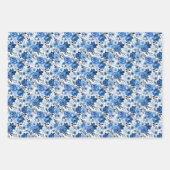 青いバララッピング紙ヴィンテージバラ ラッピングペーパーシート (正面2)