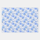 青いバララッピング紙ヴィンテージバラ ラッピングペーパーシート (正面)