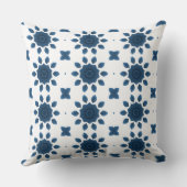 青いバラ万華鏡のように千変万化するパターンパターンオンホワイトピロー クッション (裏面)