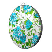 青いバラ白い背景 ダーツボード (正面右)