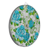 青いバラ白い背景 ダーツボード (正面左)